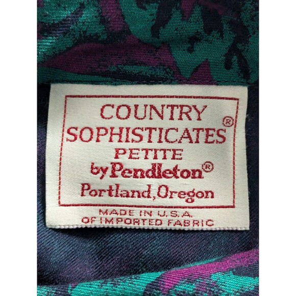 VTG Pendleton Country Sophisticates Blouse Women Sz 14P MultiFloral Cottagecore - Picture 2 of 16